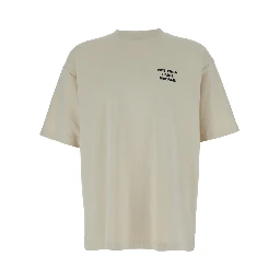 T-Shirt Le T-Shirt Slogan Crew Neck with Slogan Print on Front and Back in Beige Cotton for Men
