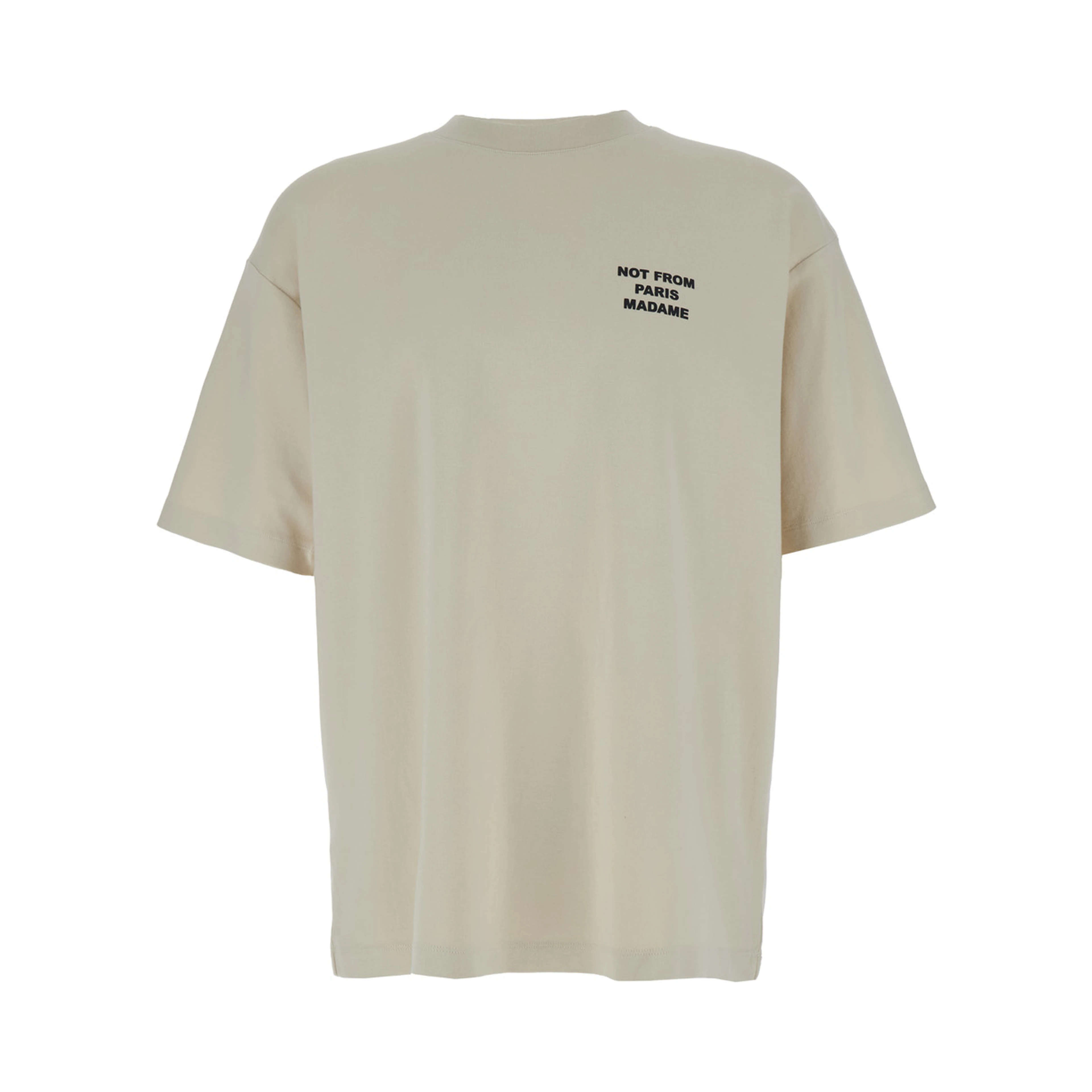 T-Shirt Le T-Shirt Slogan Crew Neck with Slogan Print on Front and Back in Beige Cotton for Men