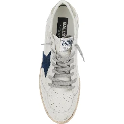 Ballstar White Sneaker Low Top with Star Patch on the Side and Maxi Lettering on the Back in Leather for Men