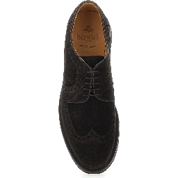 Brown Oxford Shoes with Front Laces in Suede for Men