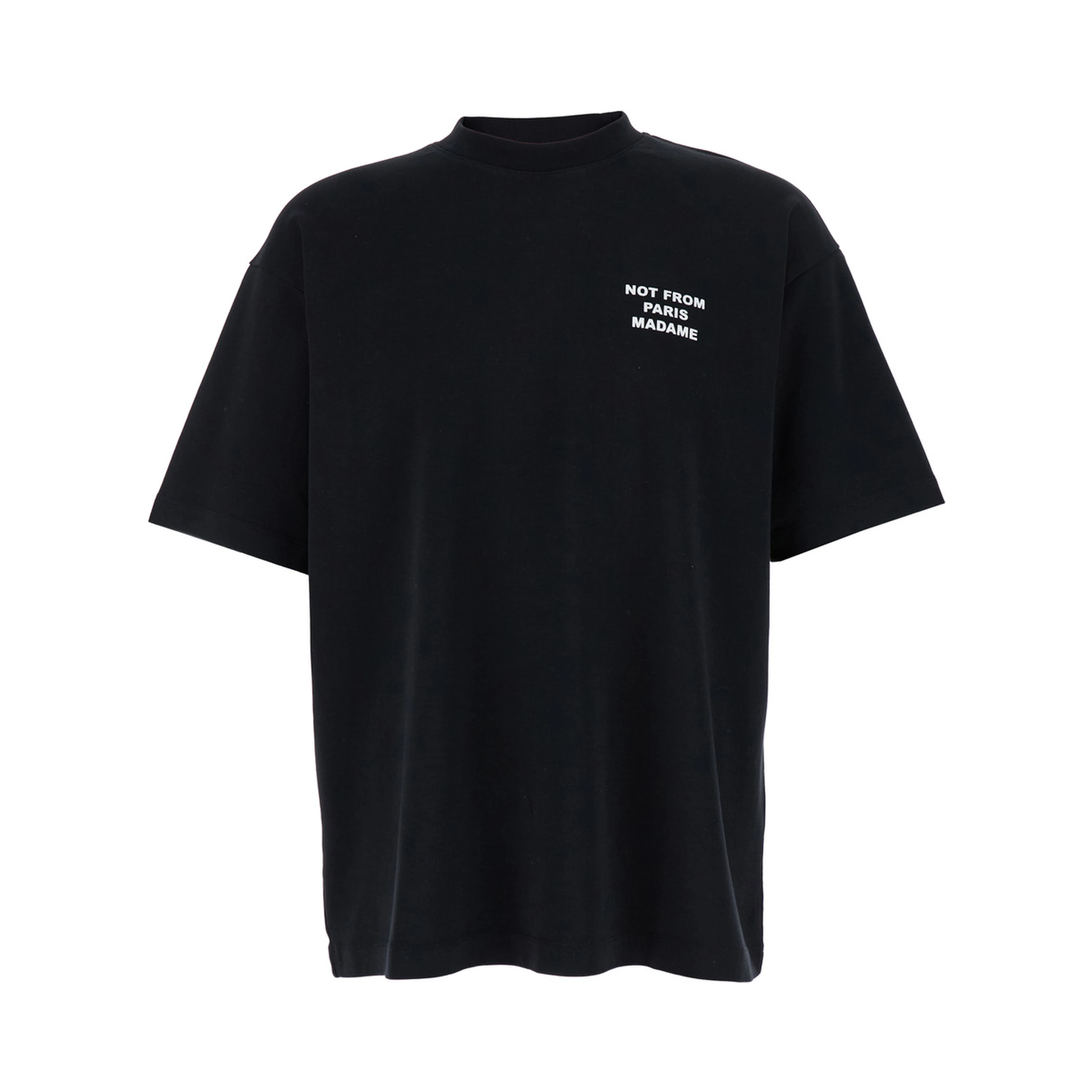 T-Shirt Not from Paris Madame with Contrast Print in Black Cotton Men