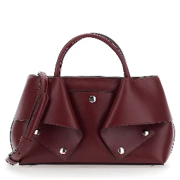 Mercer Small bordeaux Handbag with handles and logo lettering on the front in leather for women