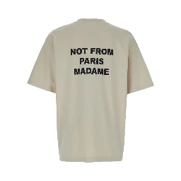T-Shirt Le T-Shirt Slogan Crew Neck with Slogan Print on Front and Back in Beige Cotton for Men