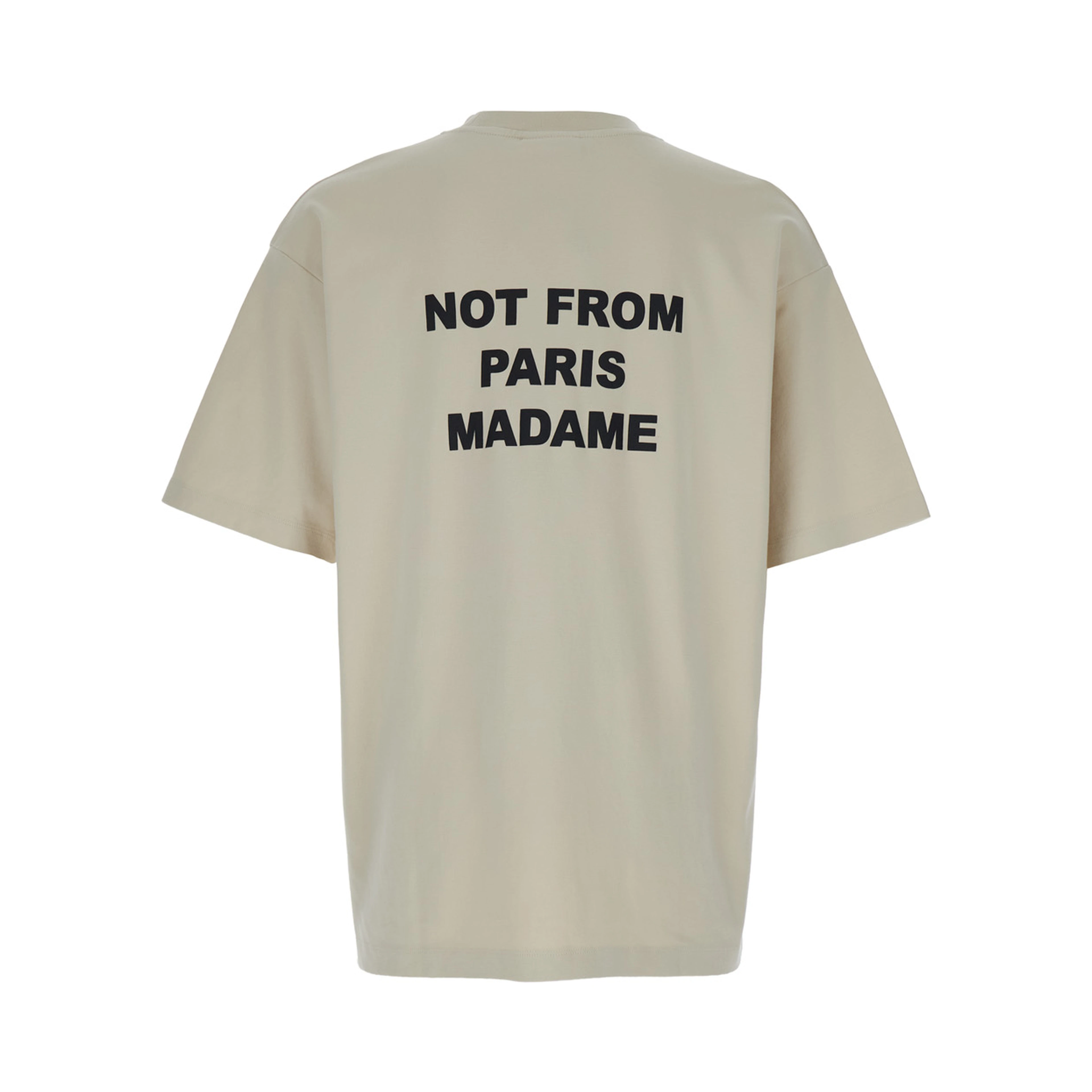T-Shirt Le T-Shirt Slogan Crew Neck with Slogan Print on Front and Back in Beige Cotton for Men