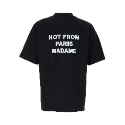 T-Shirt Not from Paris Madame with Contrast Print in Black Cotton Men