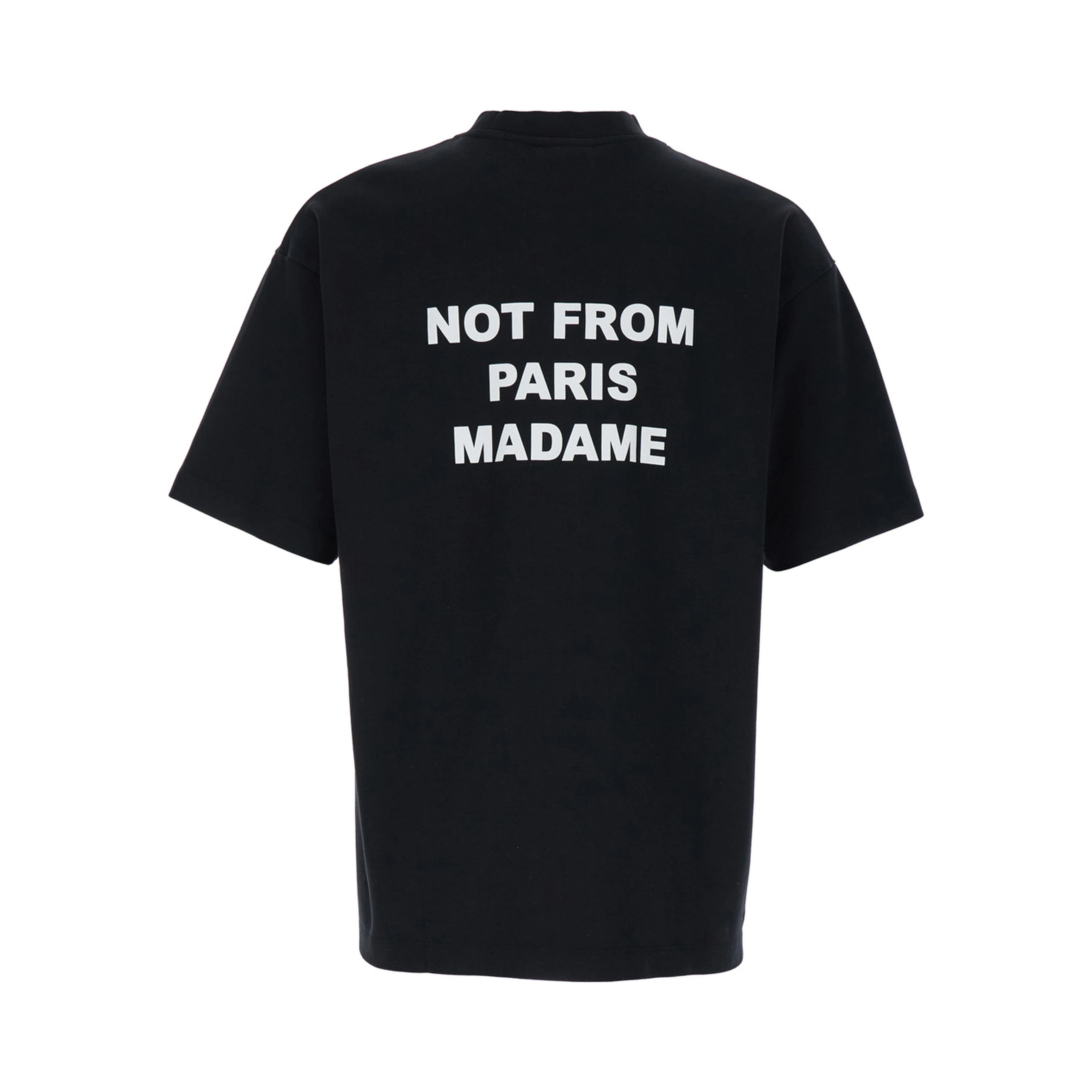 T-Shirt Not from Paris Madame with Contrast Print in Black Cotton Men