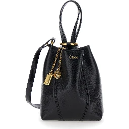 Shoulder bag Spin with logo lettering and black leather strap for women
