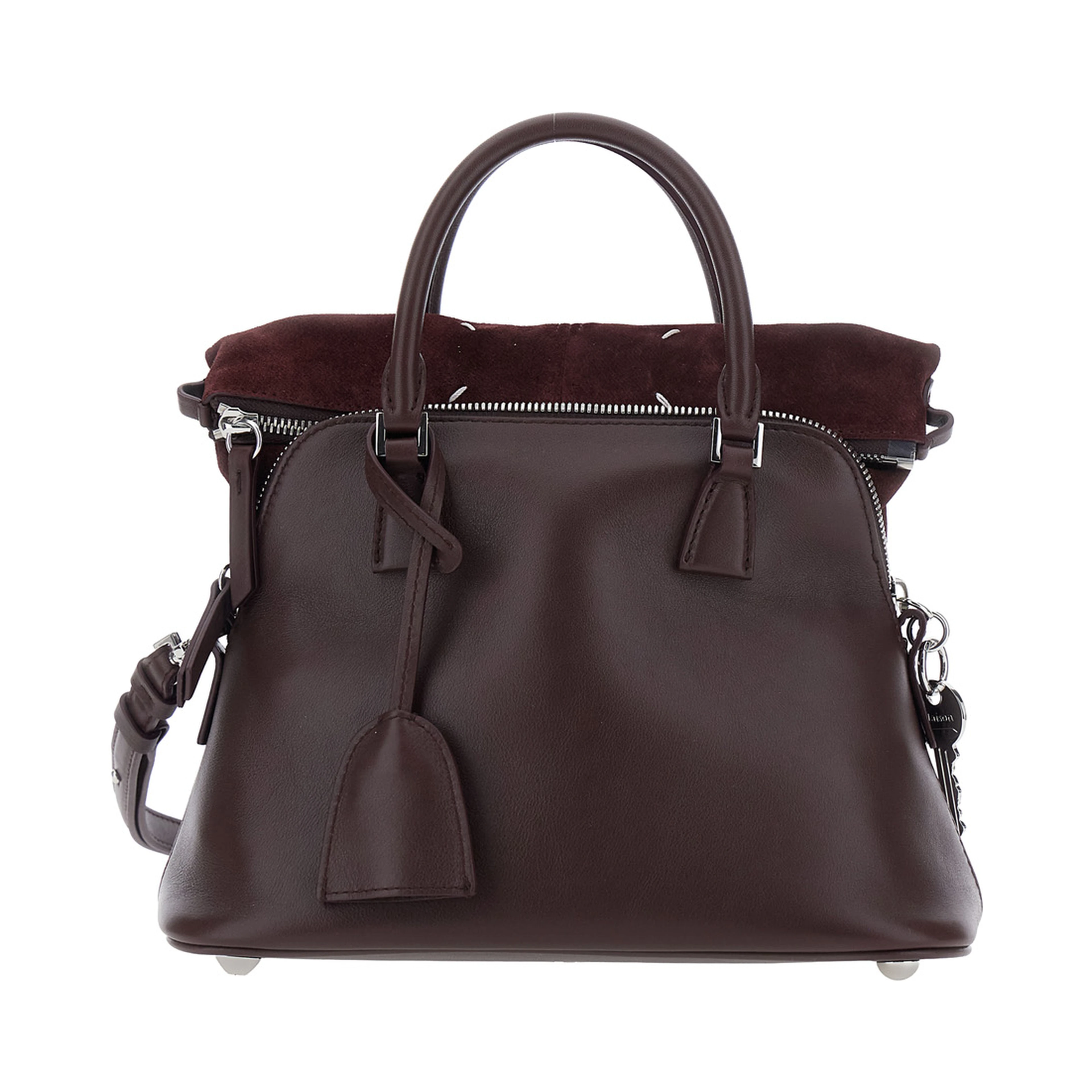Bordeaux Handbag with Adjustable and Removable Shoulder Strap in Leather for Women