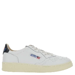 Medalist Low White and Black Sneakers with Contrast Heel and Logo Lettering in Leather for Men