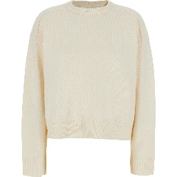 white Sweater with tone-on-tone mini logo in wool and cashmere for women