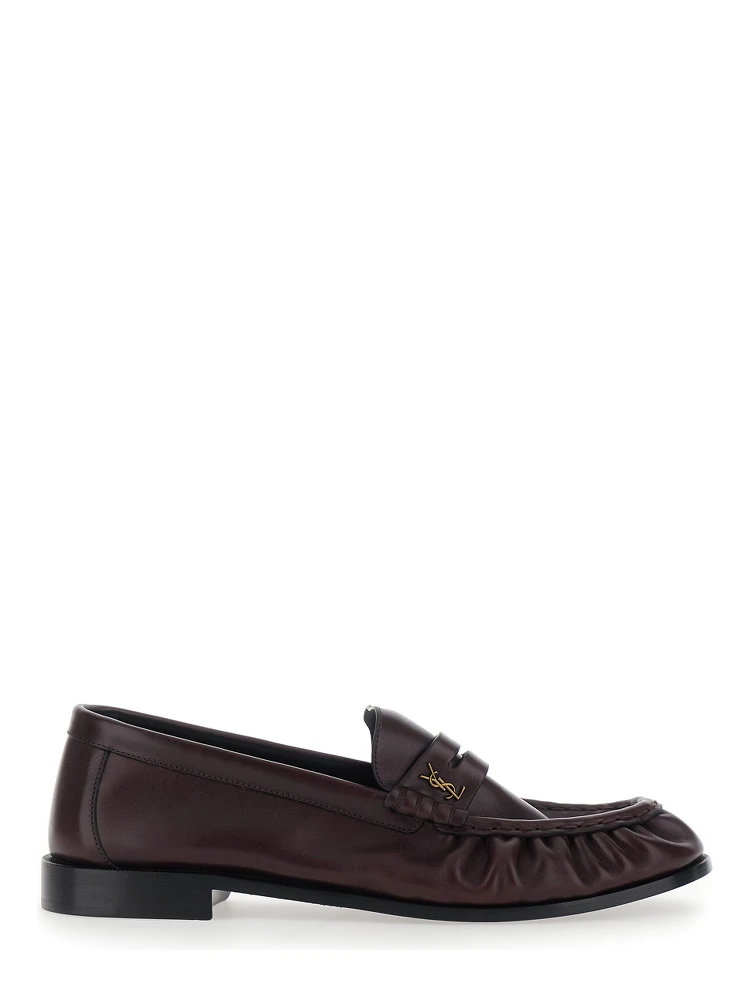 Le Loafer Bordeaux Loafers with Hand-Stitched Pointed Toe and Cassandre Plaque in Smooth Leather for Men