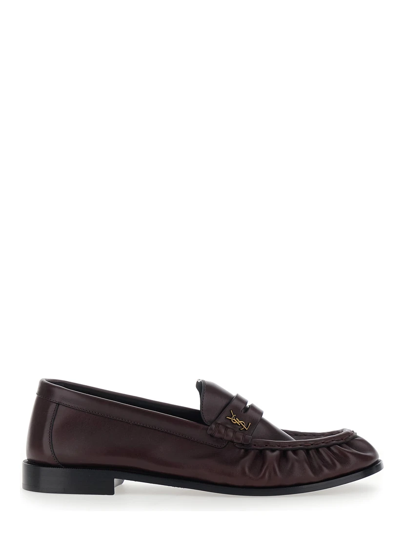 Le Loafer Bordeaux Loafers with Hand-Stitched Pointed Toe and Cassandre Plaque in Smooth Leather for Men