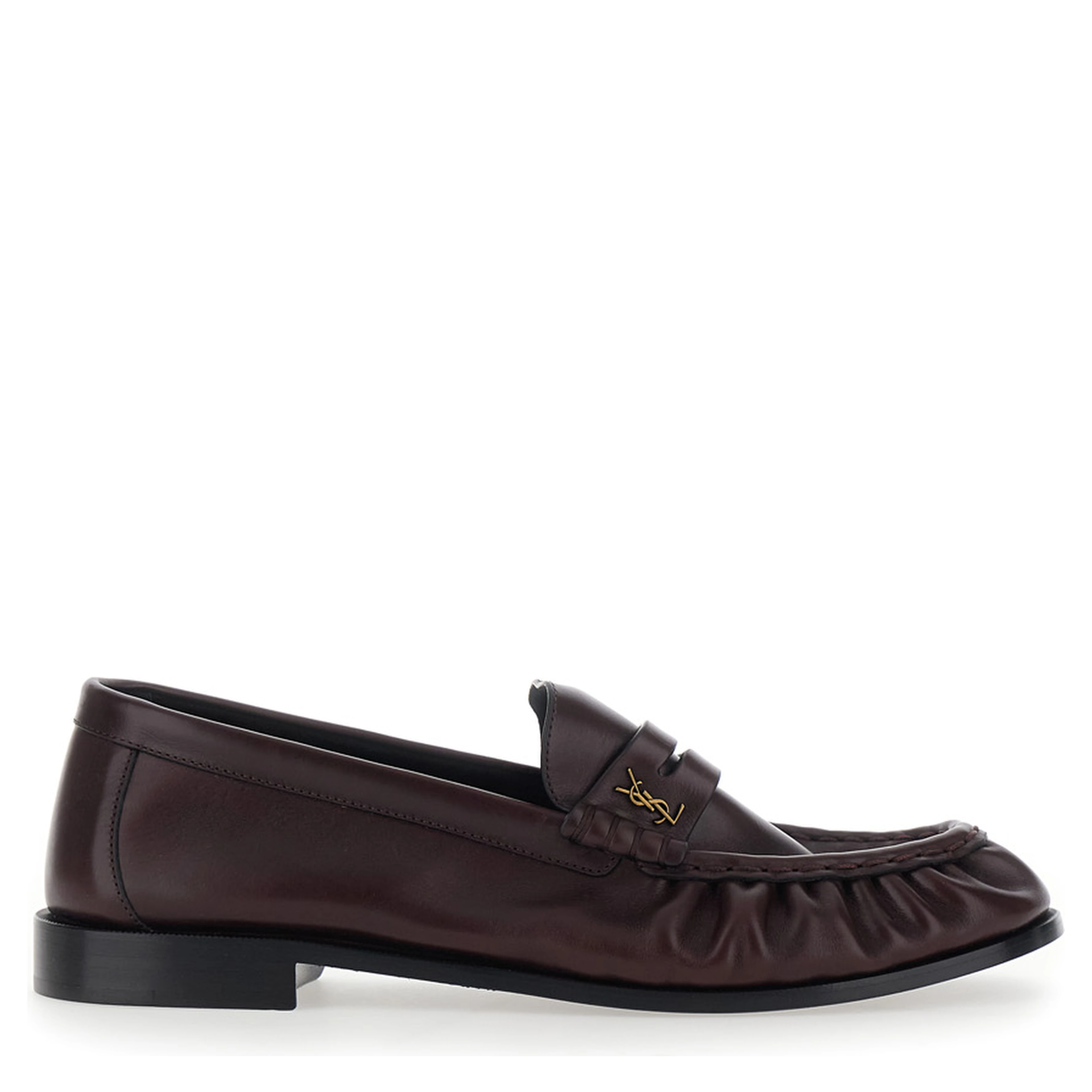 Le Loafer Bordeaux Loafers with Hand-Stitched Pointed Toe and Cassandre Plaque in Smooth Leather for Men
