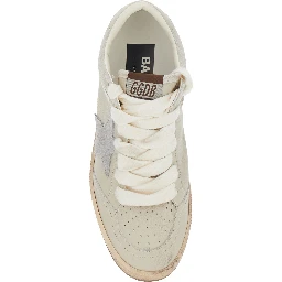 Ballstar Beige Low Top Sneakers with Star Patch on the Side and Logo Patch on the Tongue in Leather for Women