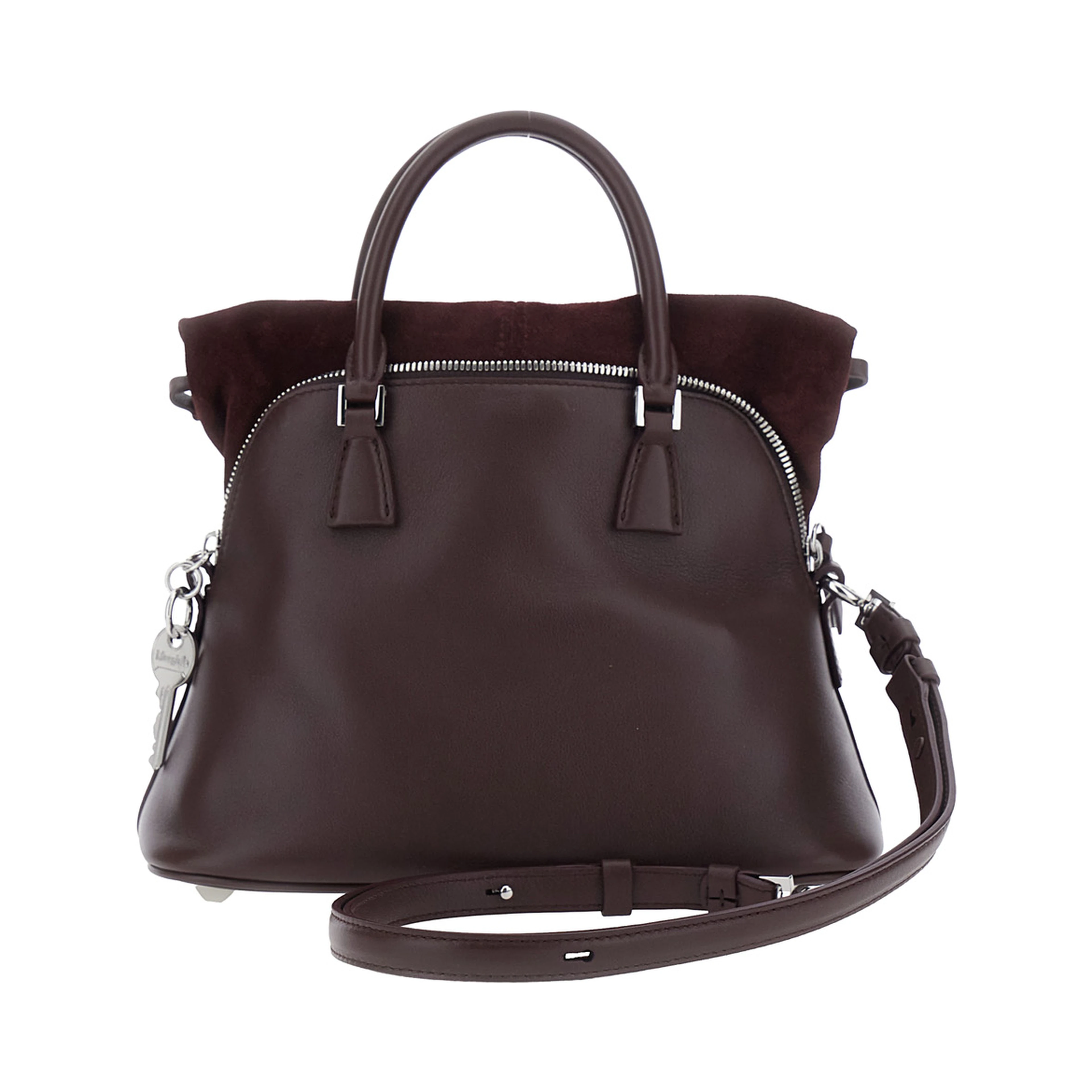 Bordeaux Handbag with Adjustable and Removable Shoulder Strap in Leather for Women