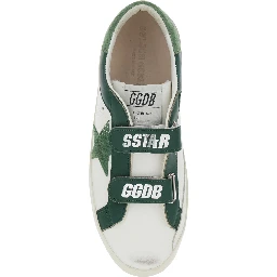 Old School White and Green Low Sneakers with Side Star Patch in leather Boy