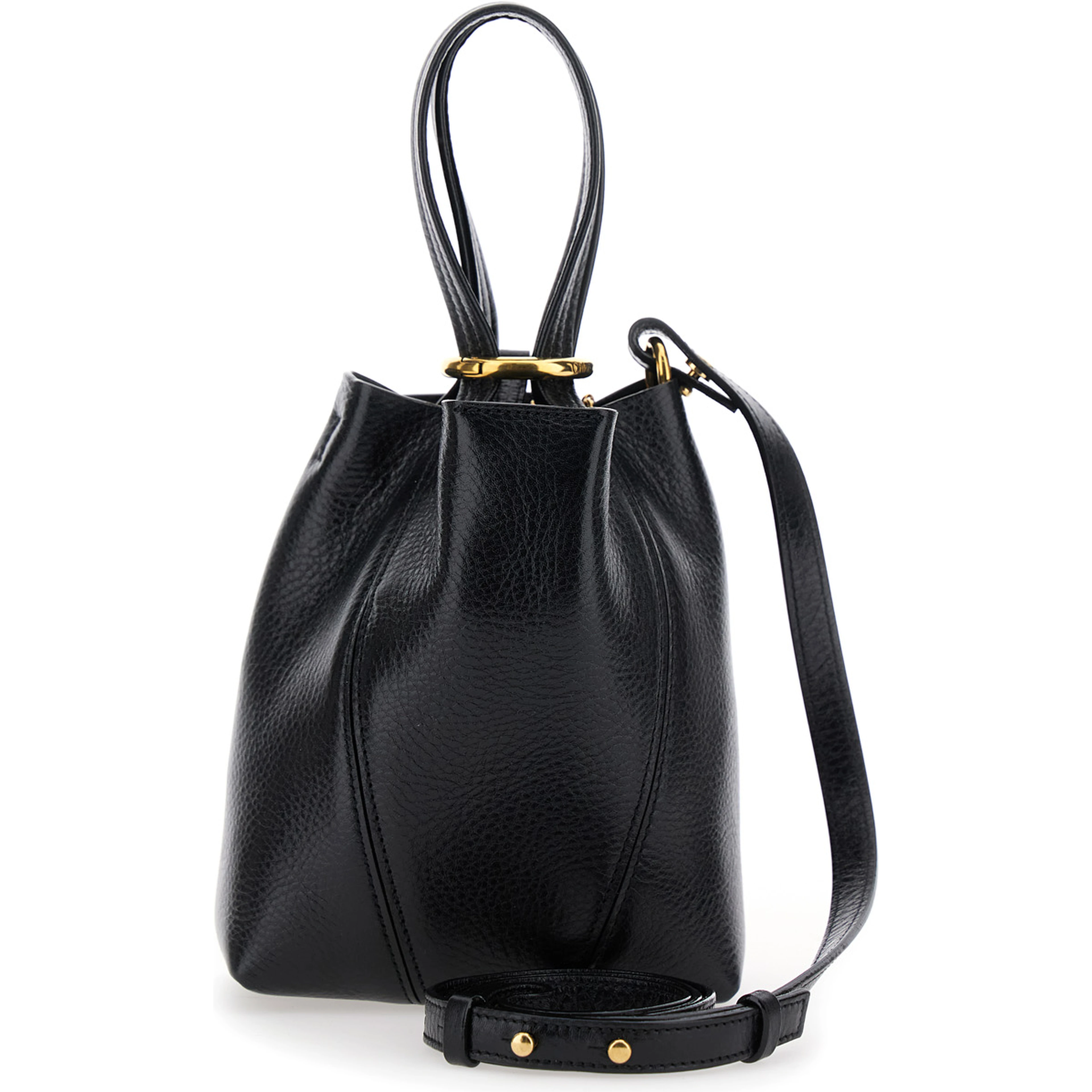 Shoulder bag Spin with logo lettering and black leather strap for women