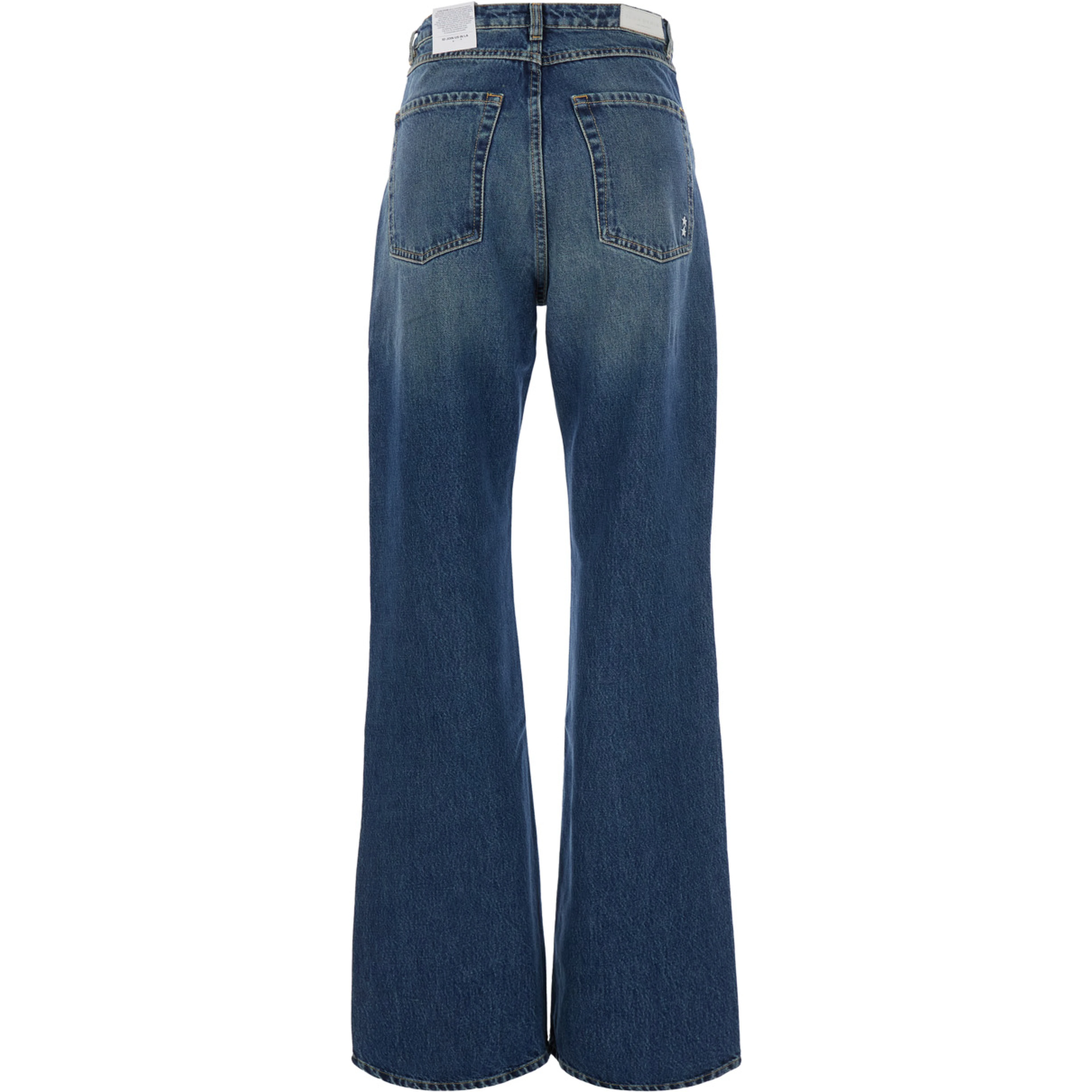 Blue Jeans with Faded Effect and Flared Leg in Denim for Women