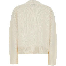 white Sweater with tone-on-tone mini logo in wool and cashmere for women