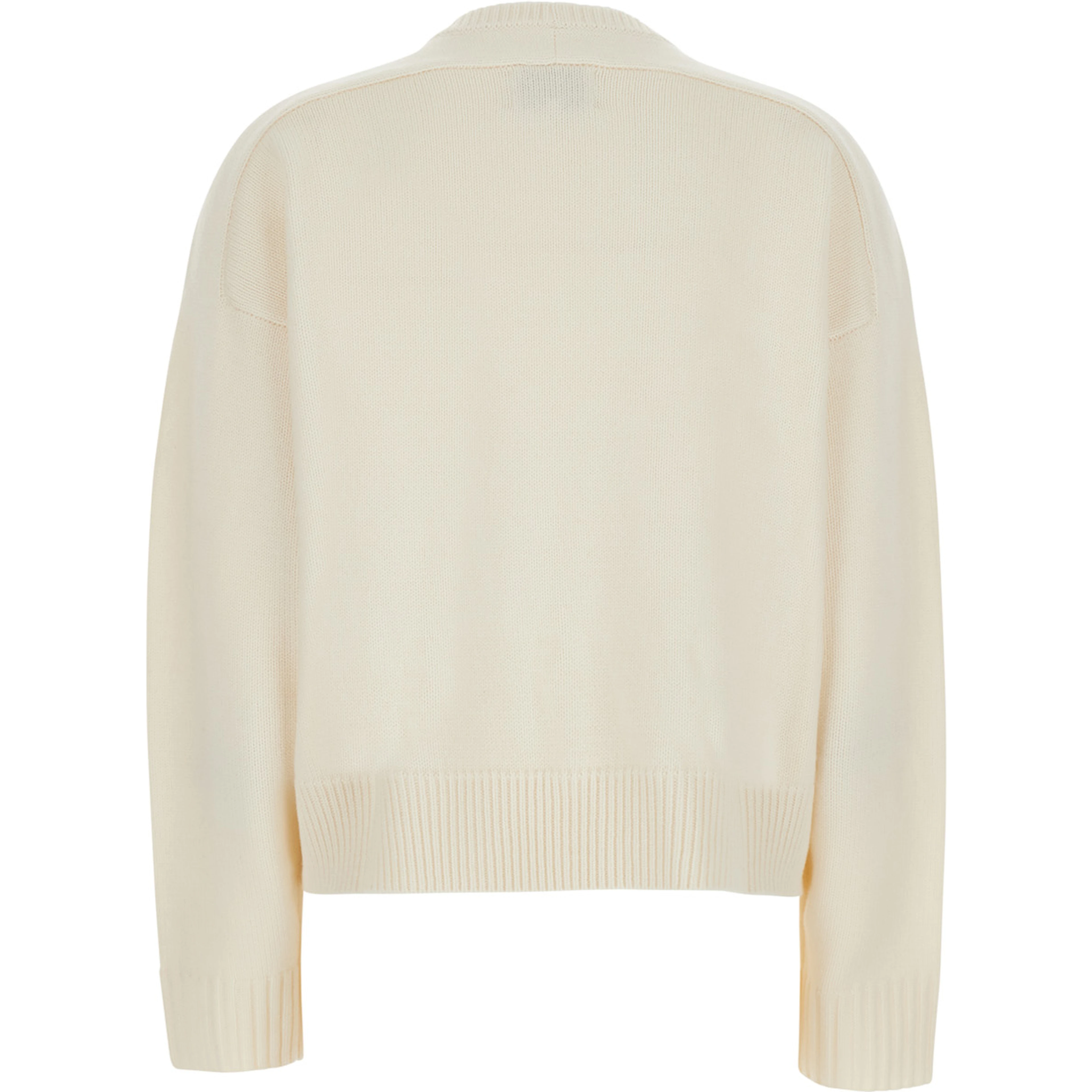 white Sweater with tone-on-tone mini logo in wool and cashmere for women