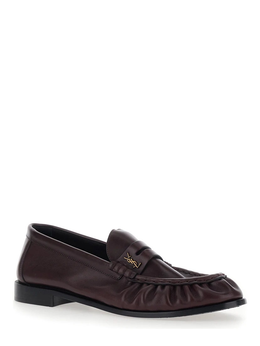 Le Loafer Bordeaux Loafers with Hand-Stitched Pointed Toe and Cassandre Plaque in Smooth Leather for Men