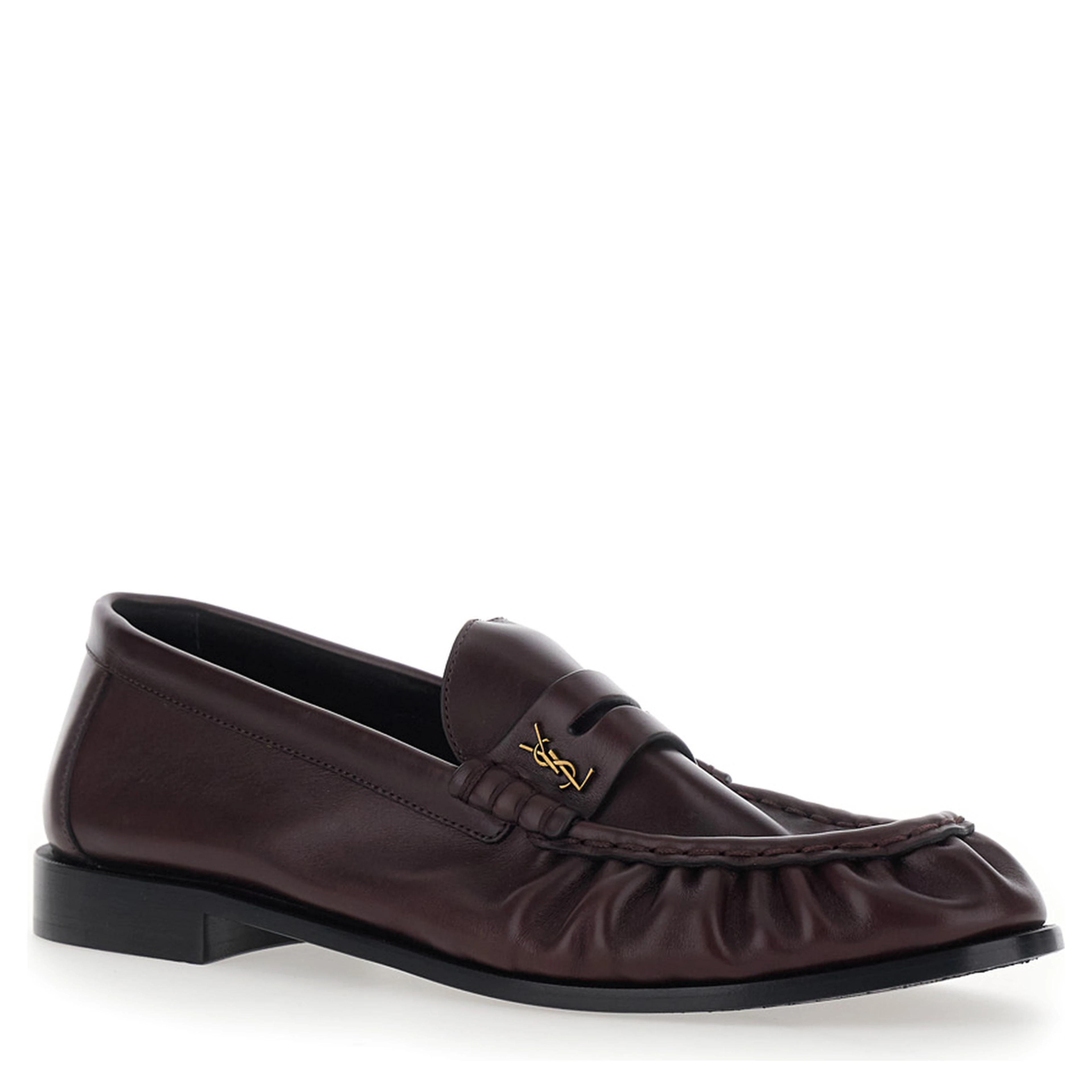 Le Loafer Bordeaux Loafers with Hand-Stitched Pointed Toe and Cassandre Plaque in Smooth Leather for Men