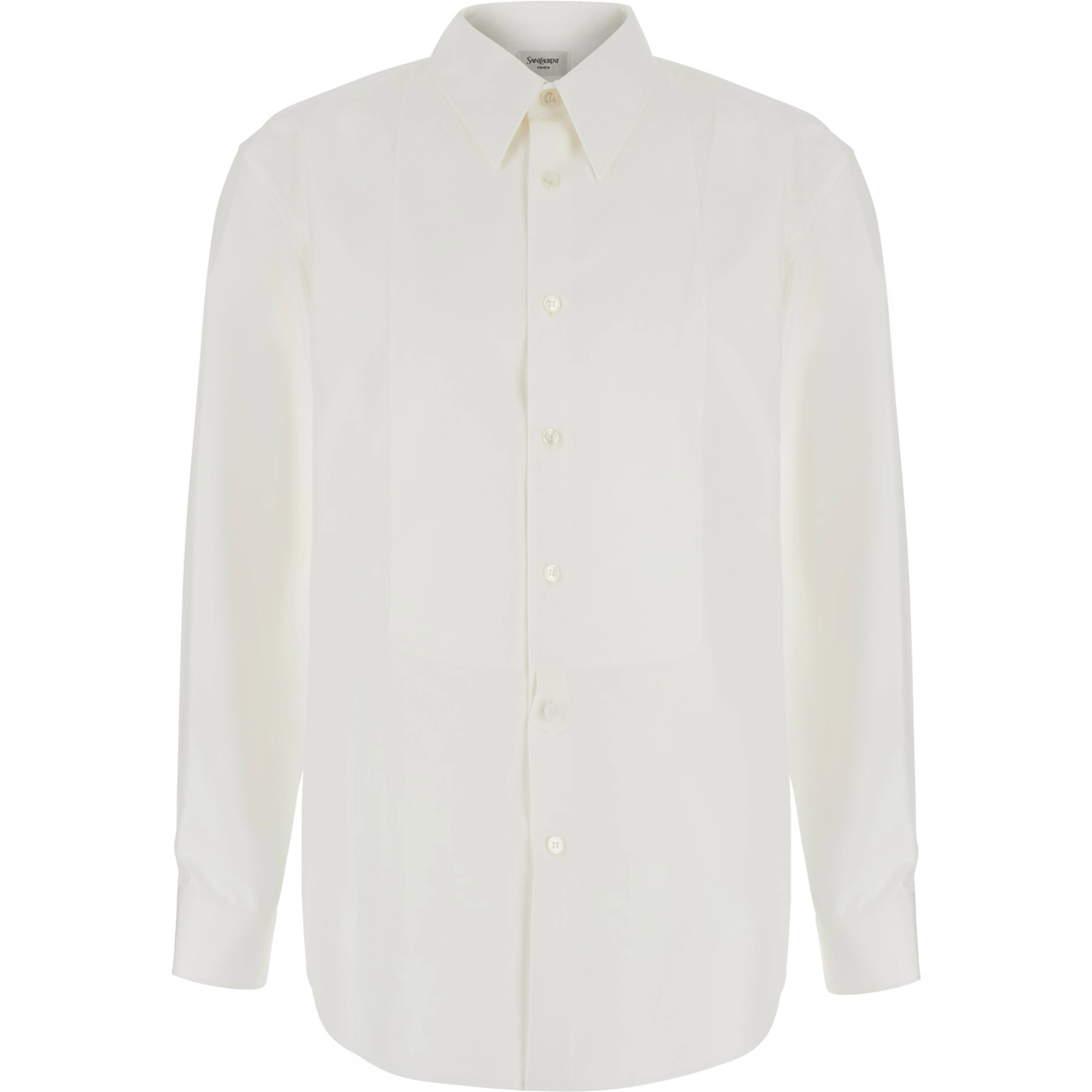 White shirt with pointed collar and tone-on-tone logo in cotton men