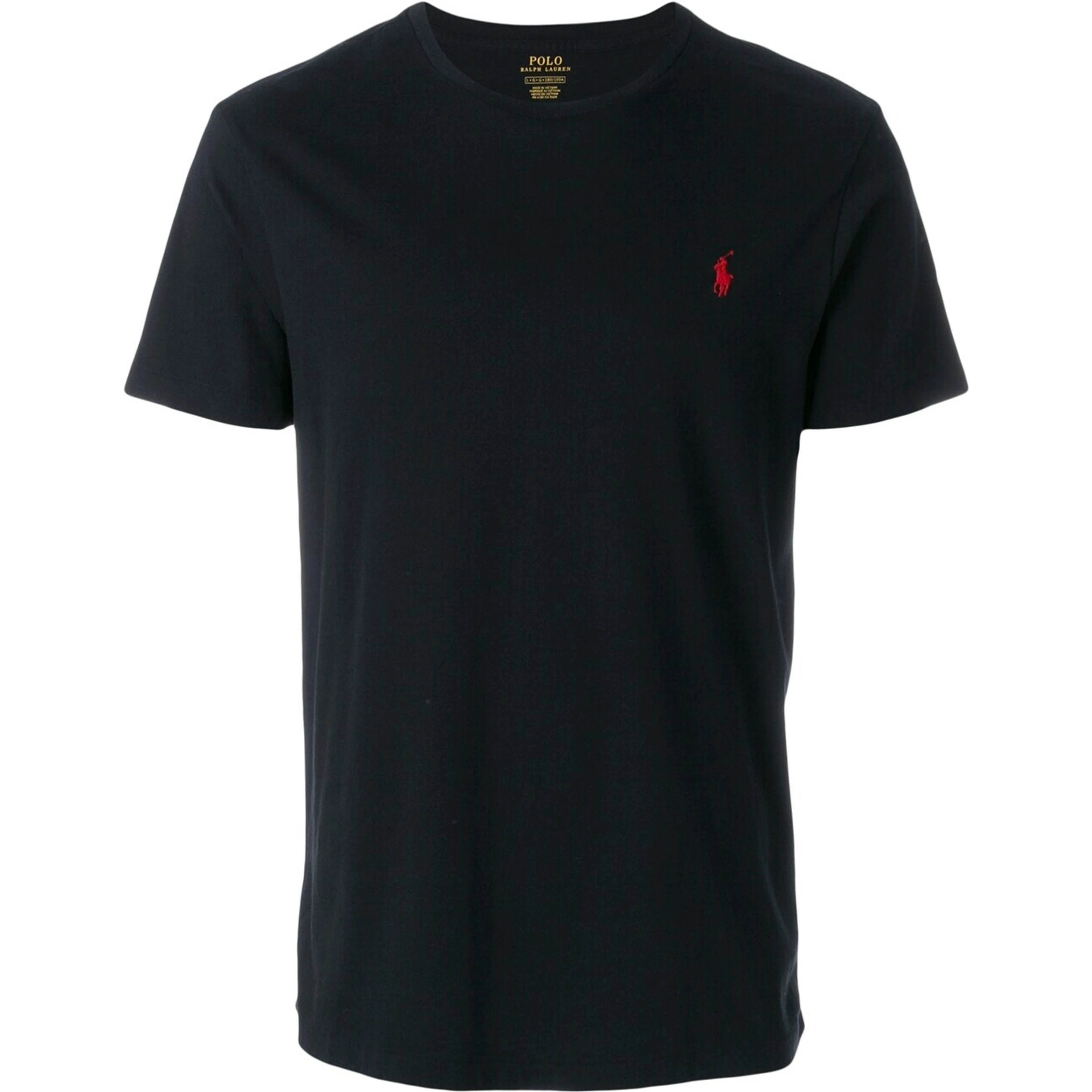 T-Shirt with Round Neck and Embroidered Pony Logo on the Front in Black Cotton for Men
