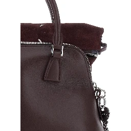 Bordeaux Handbag with Adjustable and Removable Shoulder Strap in Leather for Women