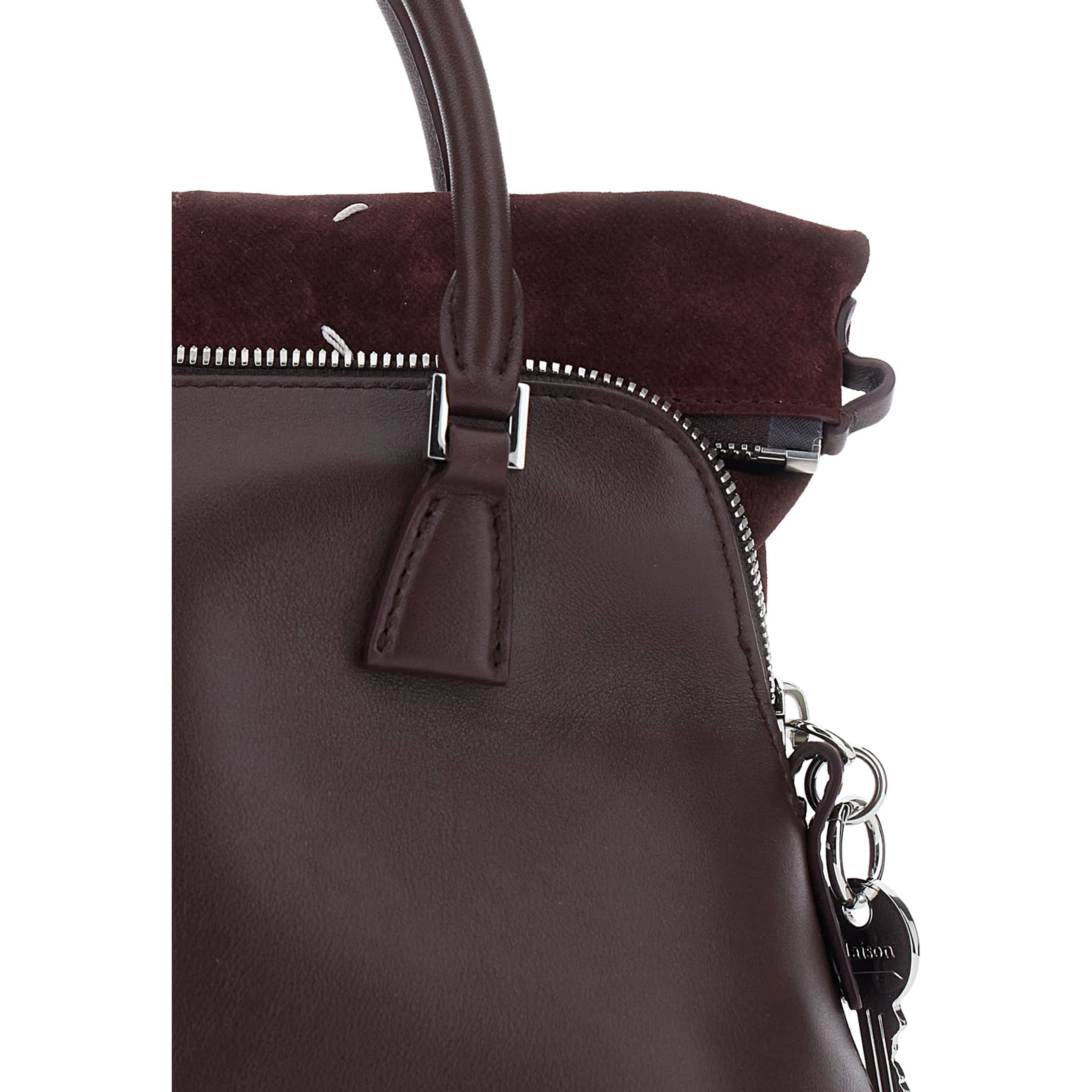 Bordeaux Handbag with Adjustable and Removable Shoulder Strap in Leather for Women
