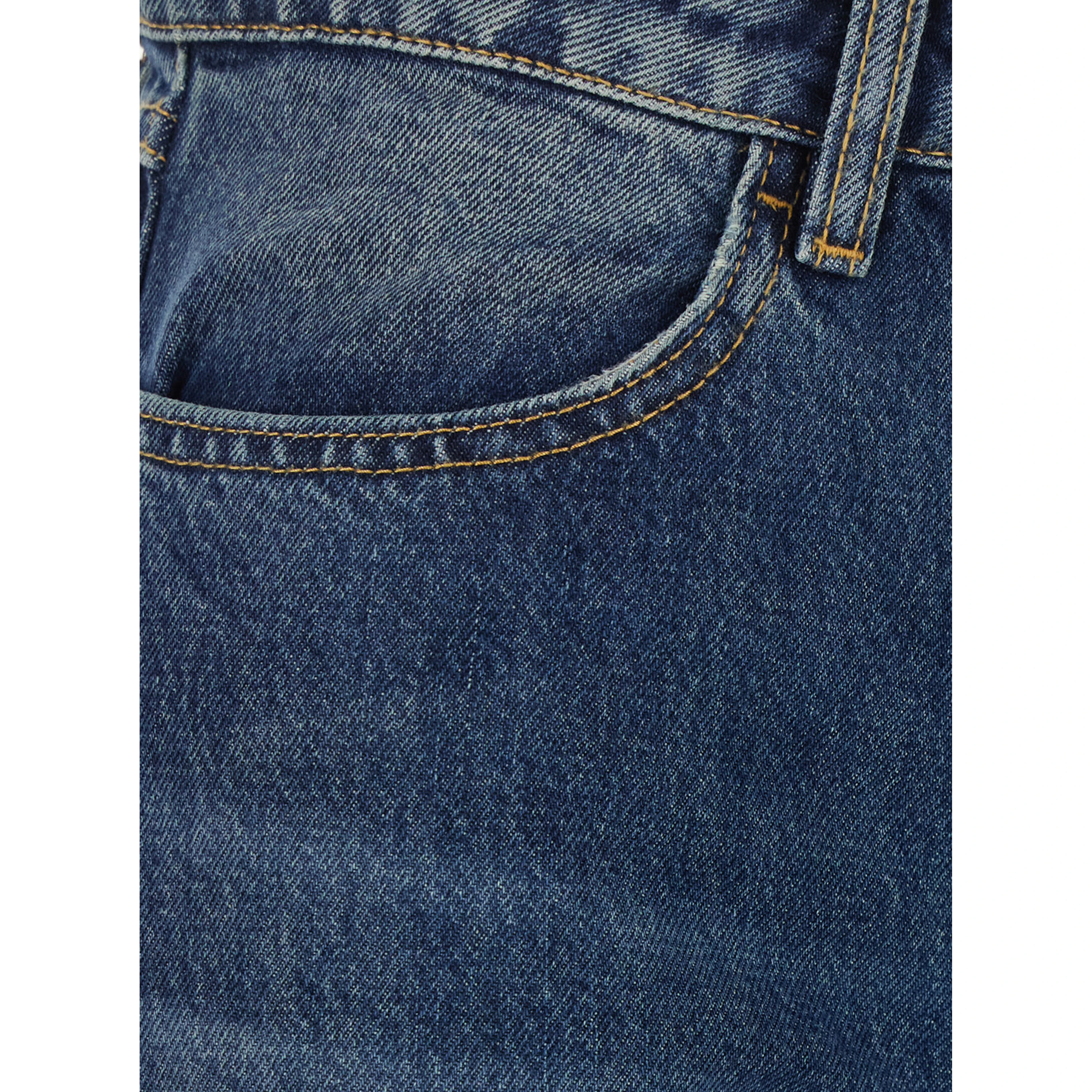 Blue Jeans with Faded Effect and Flared Leg in Denim for Women
