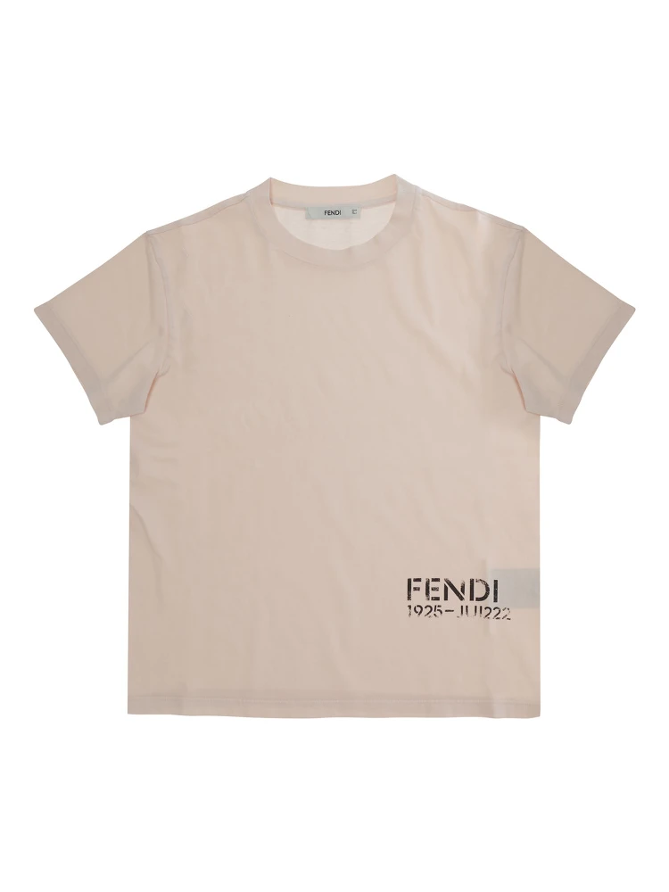 Peony Pink Jersey T-shirt with Logo and Short Sleeves for Girl