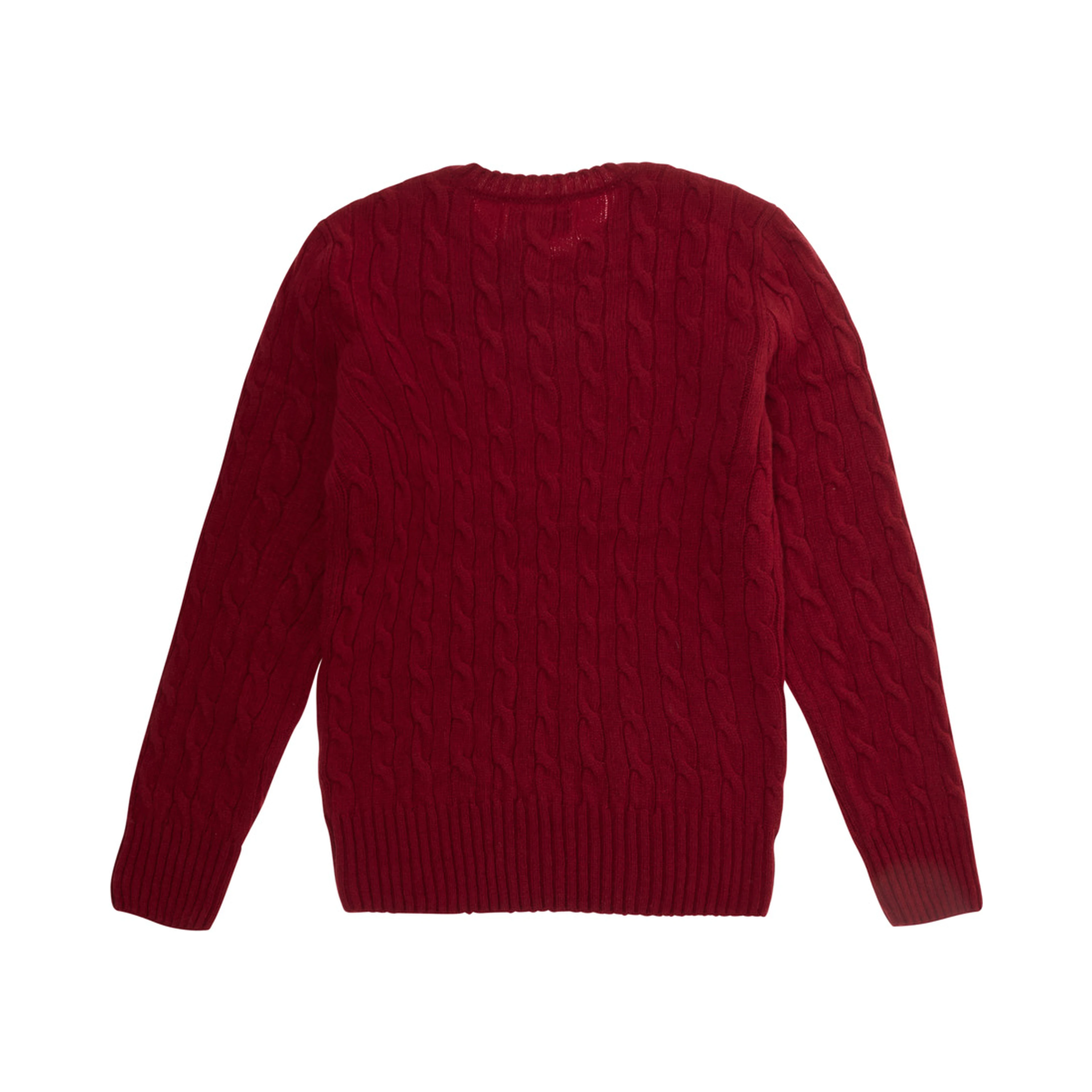 Red Sweater with Round Neck and Pony Embroidery on the Front in Wool and Cashmere Boy