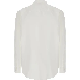 White shirt with pointed collar and tone-on-tone logo in cotton men