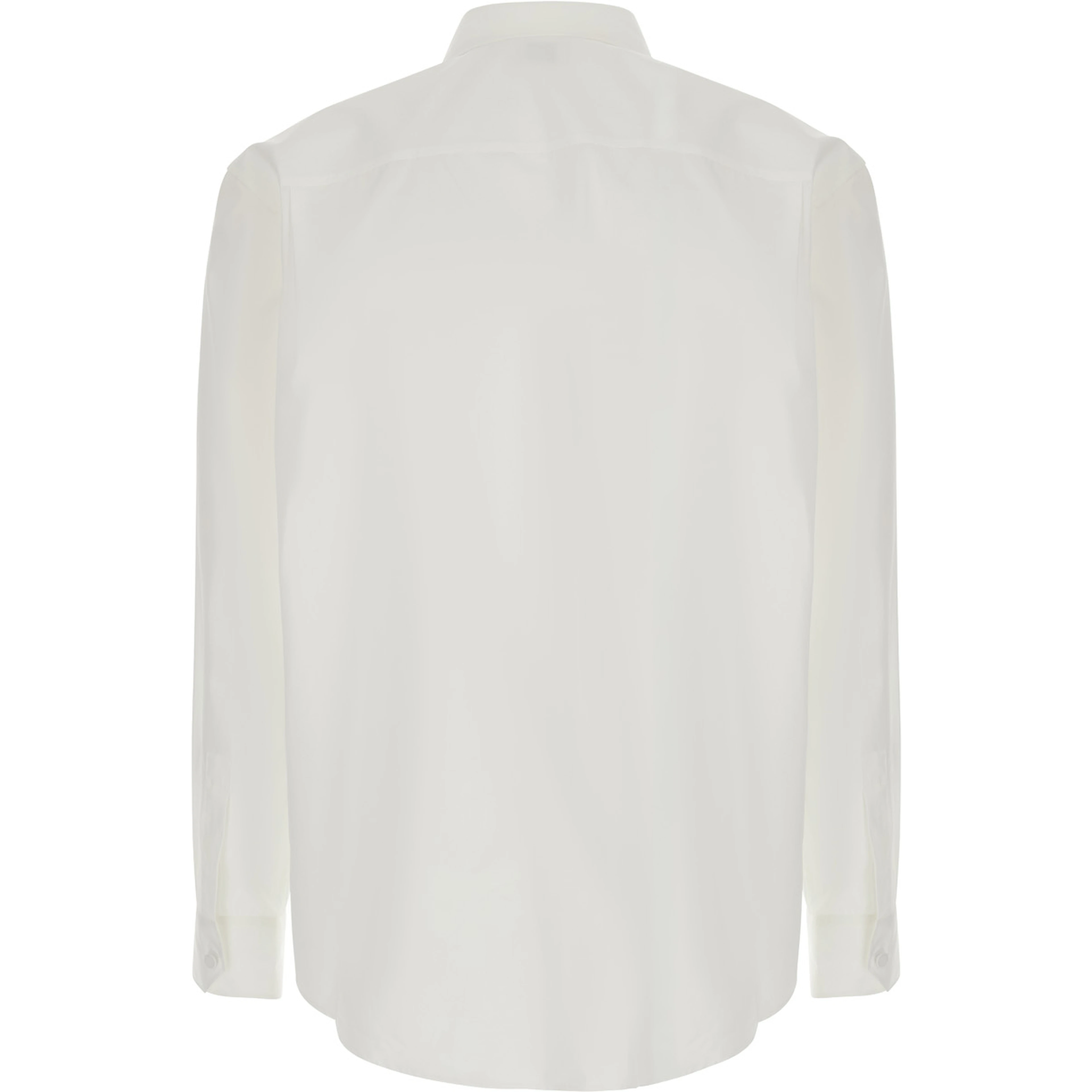 White shirt with pointed collar and tone-on-tone logo in cotton men