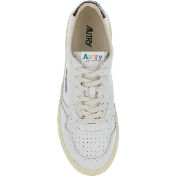 Medalist Low White and Black Sneakers with Contrast Heel and Logo Lettering in Leather for Men