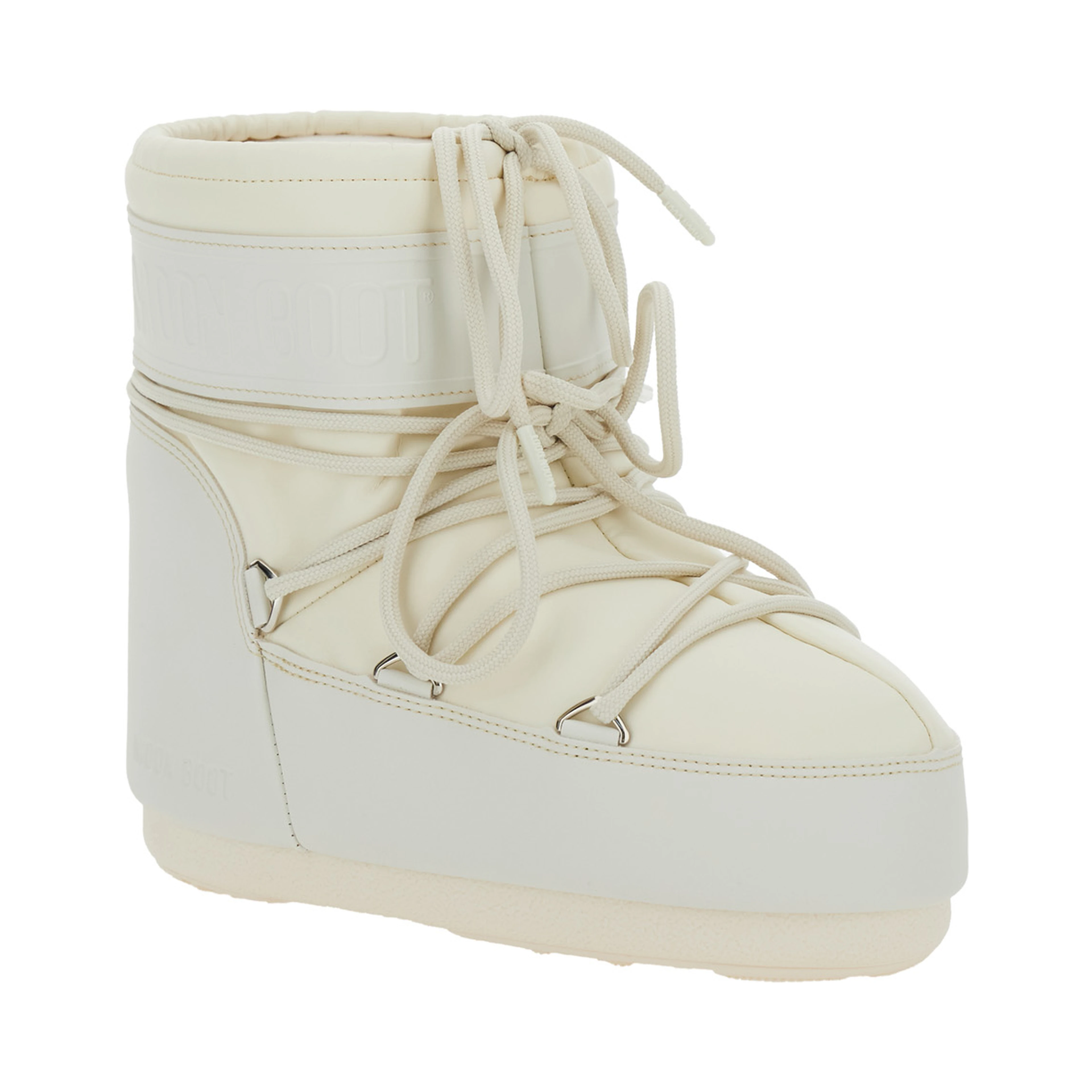 Snow Boots with Maxi Logo Print on the Side in White Tech Fabric for Women