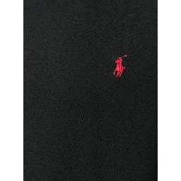 T-Shirt with Round Neck and Embroidered Pony Logo on the Front in Black Cotton for Men