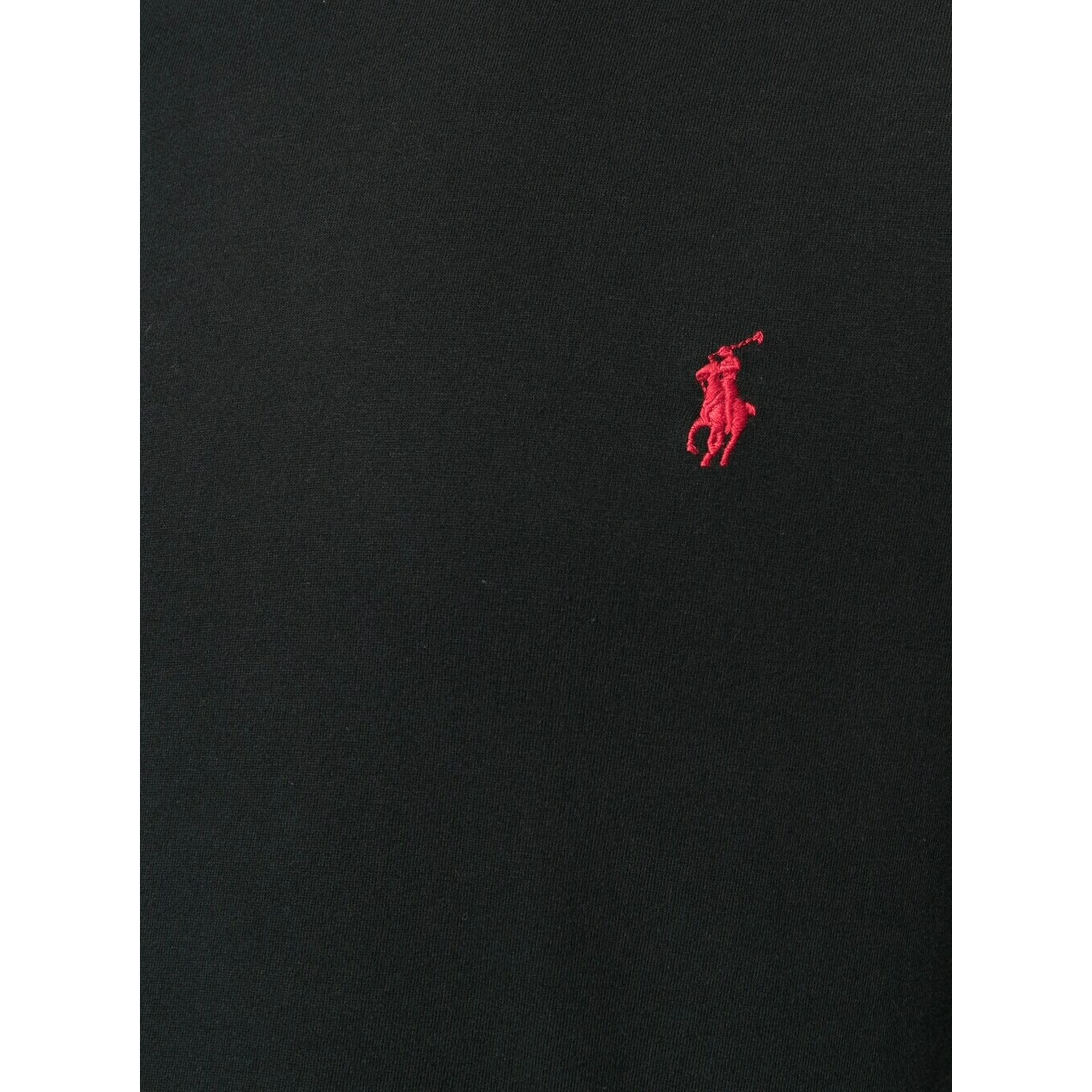 T-Shirt with Round Neck and Embroidered Pony Logo on the Front in Black Cotton for Men