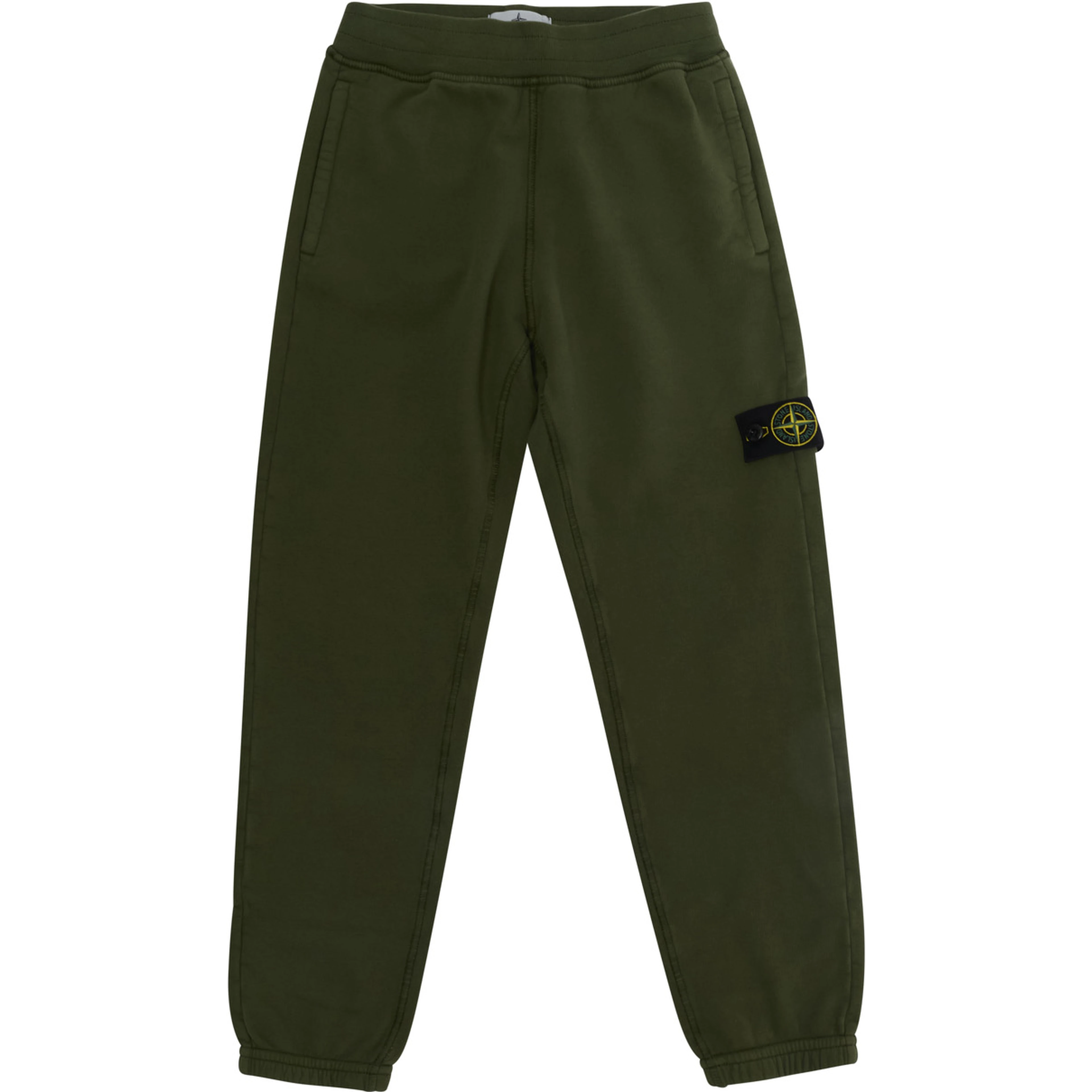 Green Pants with Elastic Waist and Logo Patch on the Front in Cotton Boy