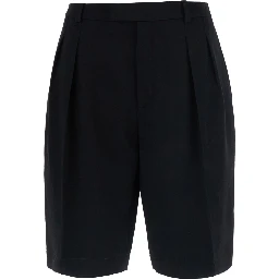 Black Bermuda with Belt Loops and two welt pockets on the back in wool for women