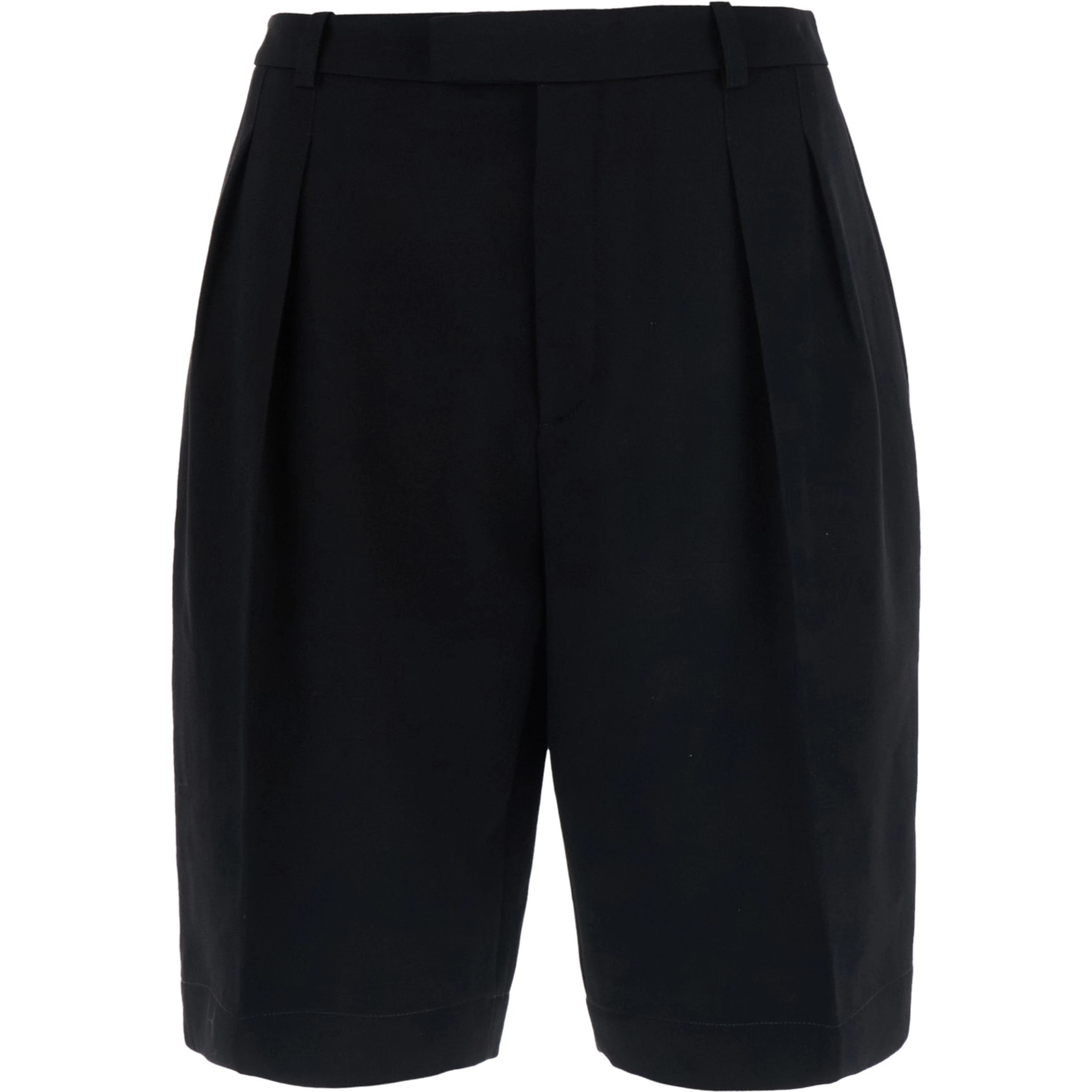 Black Bermuda with Belt Loops and two welt pockets on the back in wool for women