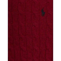 Red Sweater with Round Neck and Pony Embroidery on the Front in Wool and Cashmere Boy