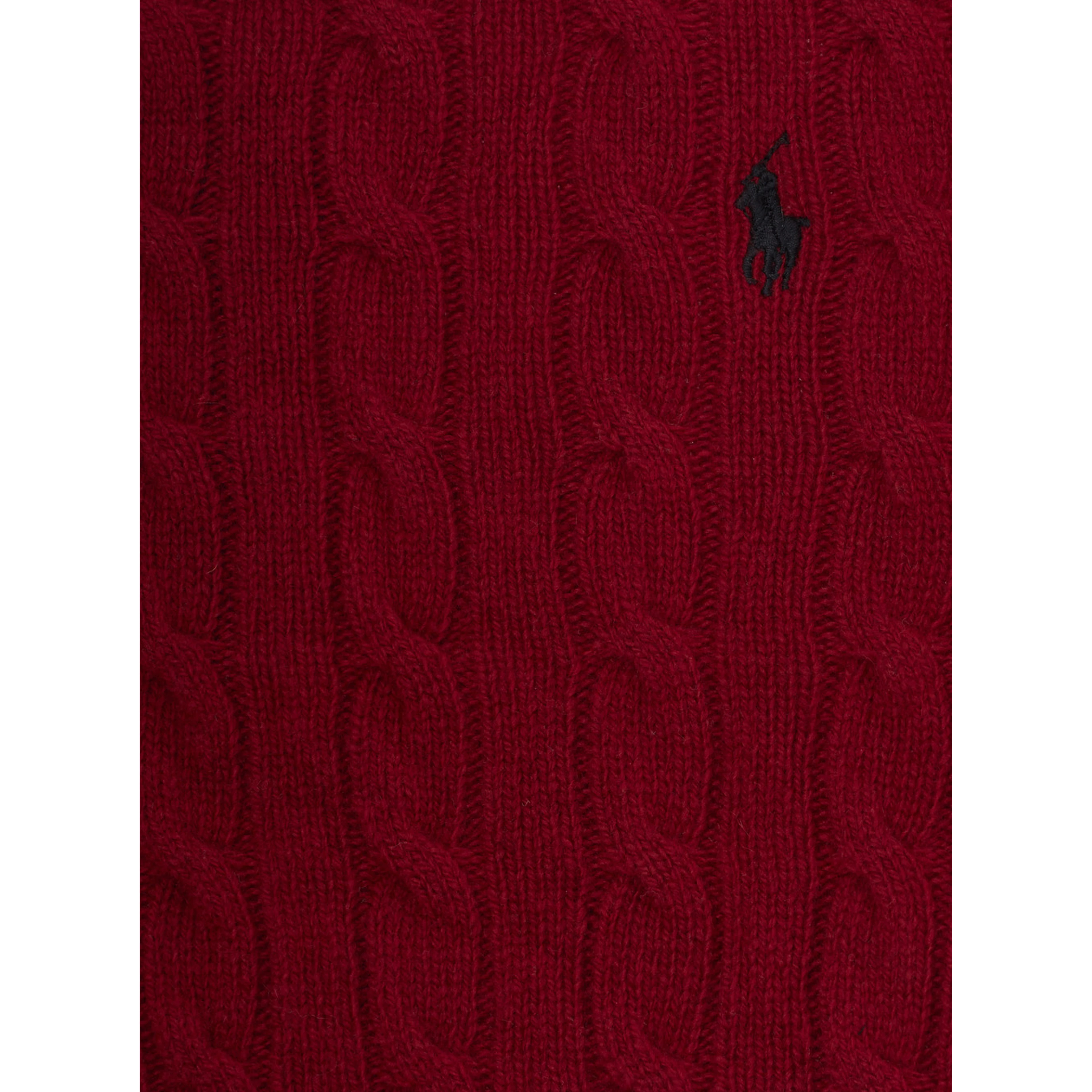 Red Sweater with Round Neck and Pony Embroidery on the Front in Wool and Cashmere Boy