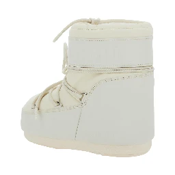 Snow Boots with Maxi Logo Print on the Side in White Tech Fabric for Women
