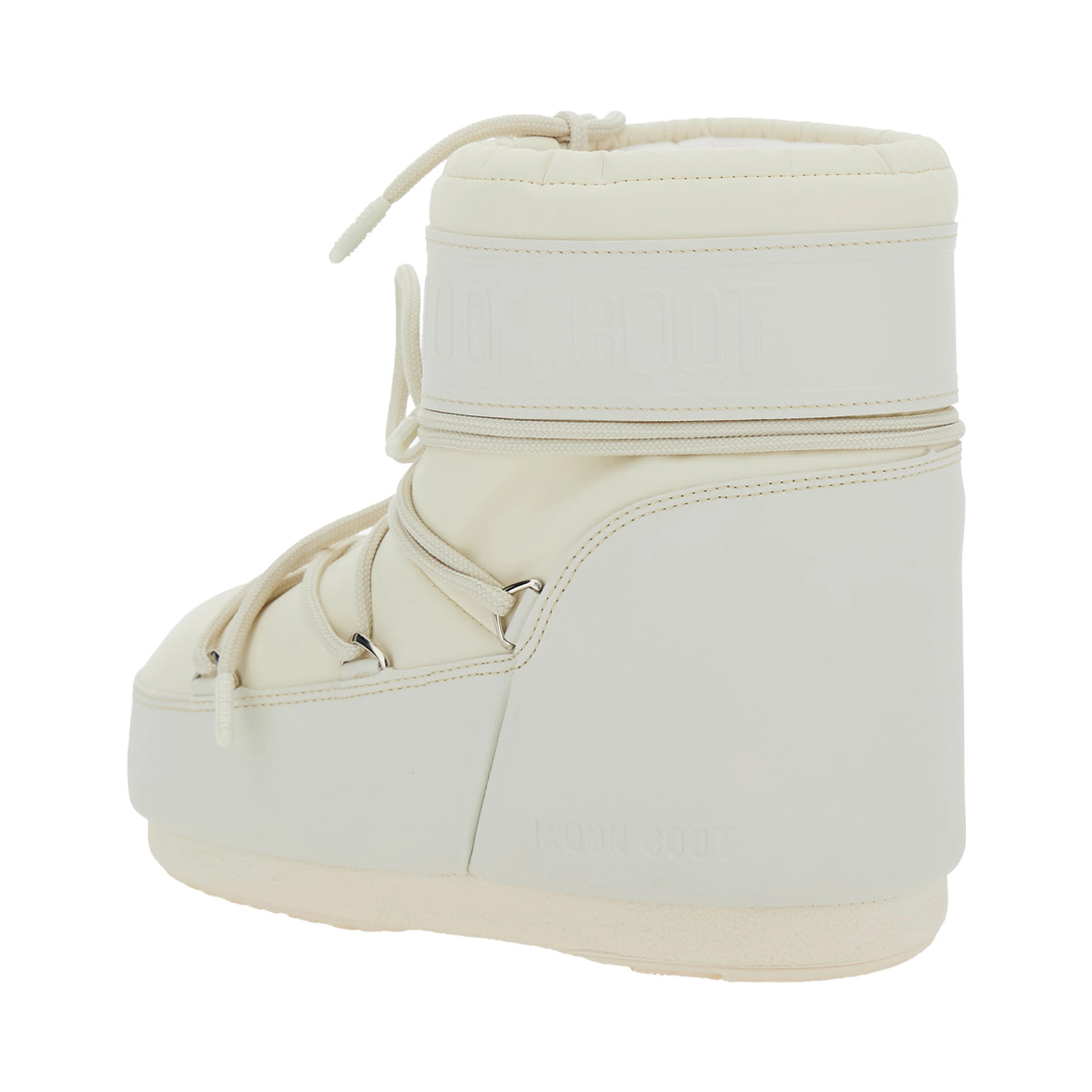 Snow Boots with Maxi Logo Print on the Side in White Tech Fabric for Women