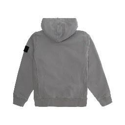 GrayHooded sweatshirt with fixed hood and logo patch on the sleeve in cotton boy