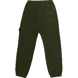 Green Pants with Elastic Waist and Logo Patch on the Front in Cotton Boy