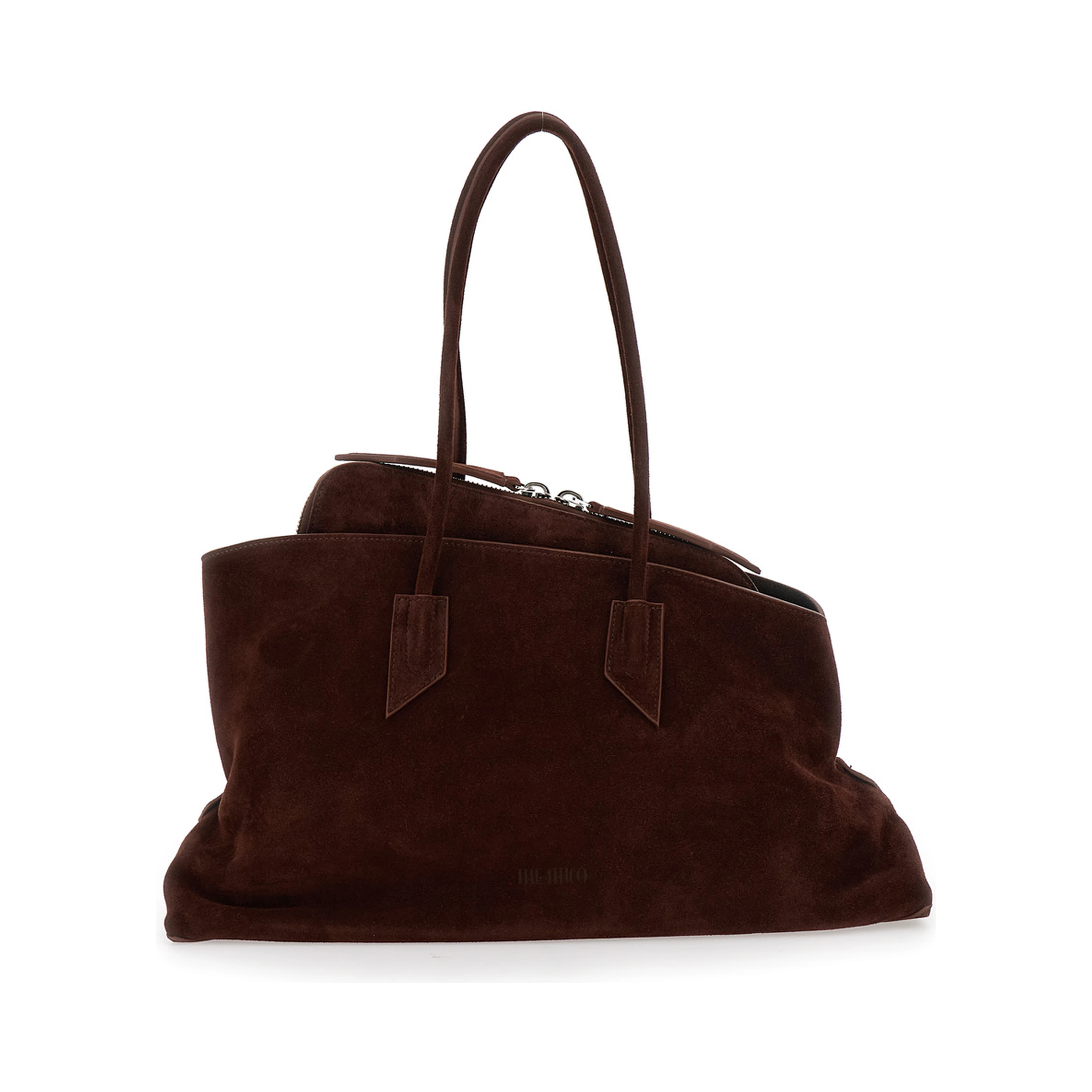Shoulder Bag La Passeggiata with Two Top Handles in Brown Suede for Women