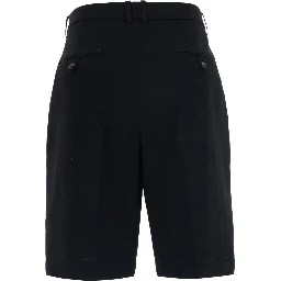 Black Bermuda with Belt Loops and two welt pockets on the back in wool for women